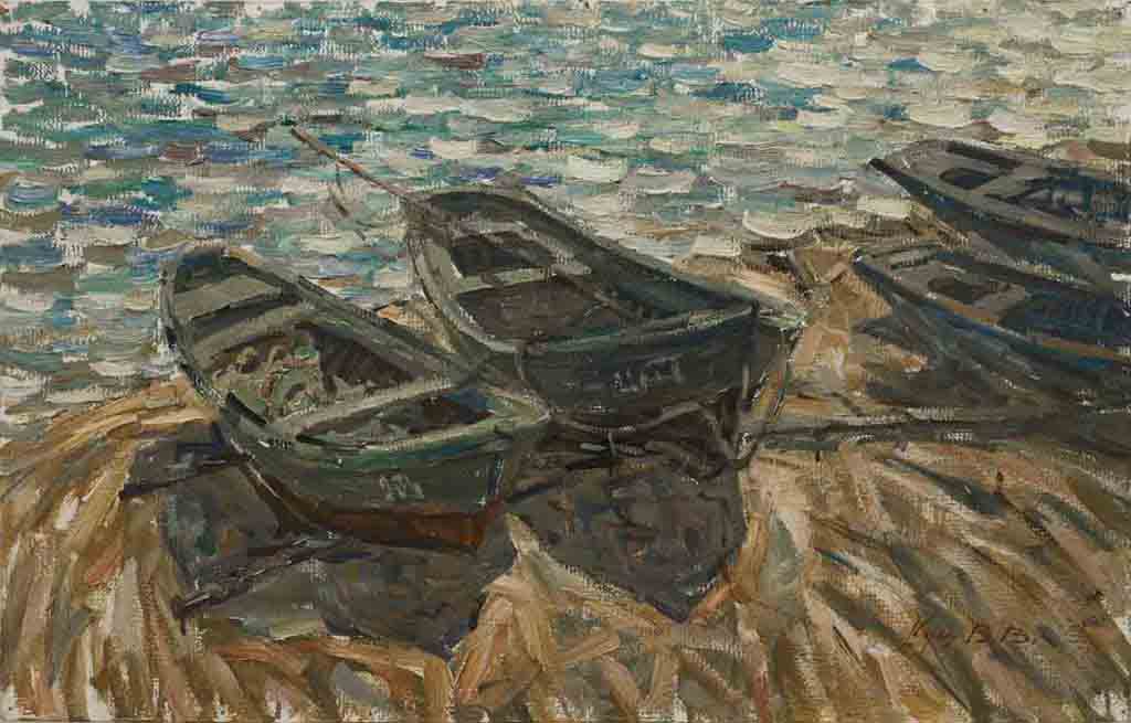 At the sea, cardboard, oil. Size: 51x79,5. Year: 1989.