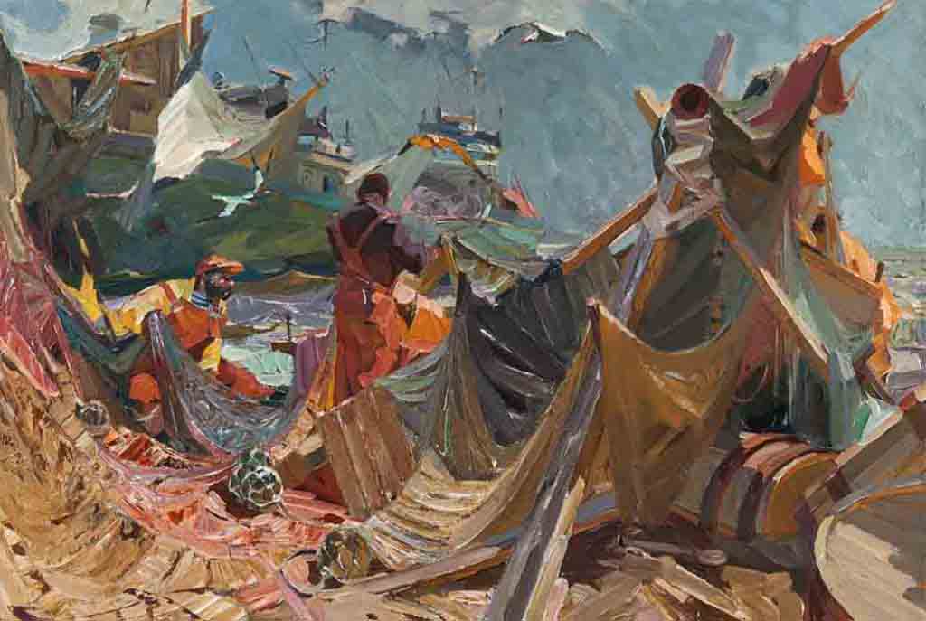 Fishermen (Brigade), canvas, oil. Size: 100x150. Year: 2018.