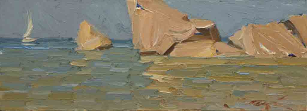 Sunny coast. Canvas, oil.  Size: 27х74. Year: 2005