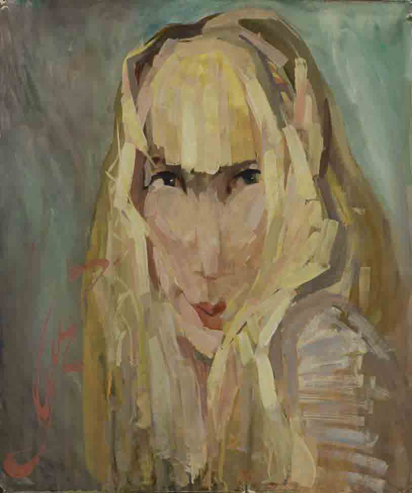 Female portrait. Paper. Watercolor. Gouache. Size: 65x50. Year: 2000.